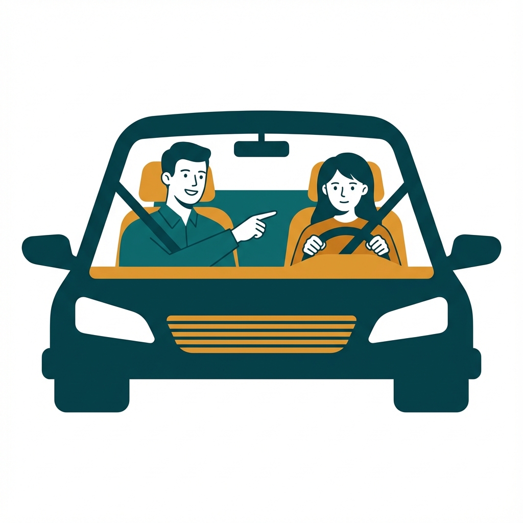 Instructor teaching student driver